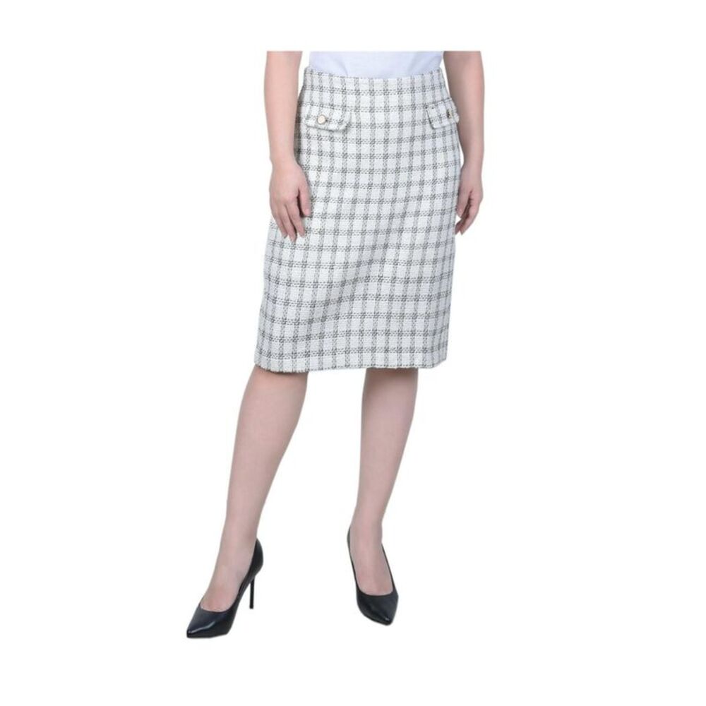 NY Collection Womens Petite Tweed Double Knit Pencil Skirt, NWT